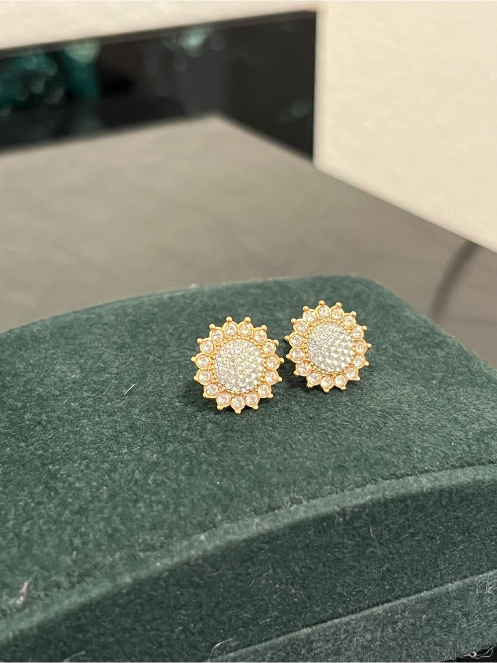 Swarovski Rose Gold Flower Earrings